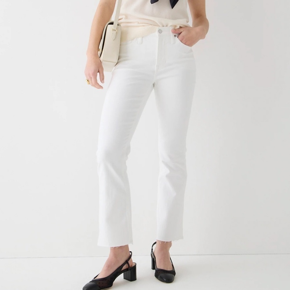 J crew 9” Demi boot crop jeans white